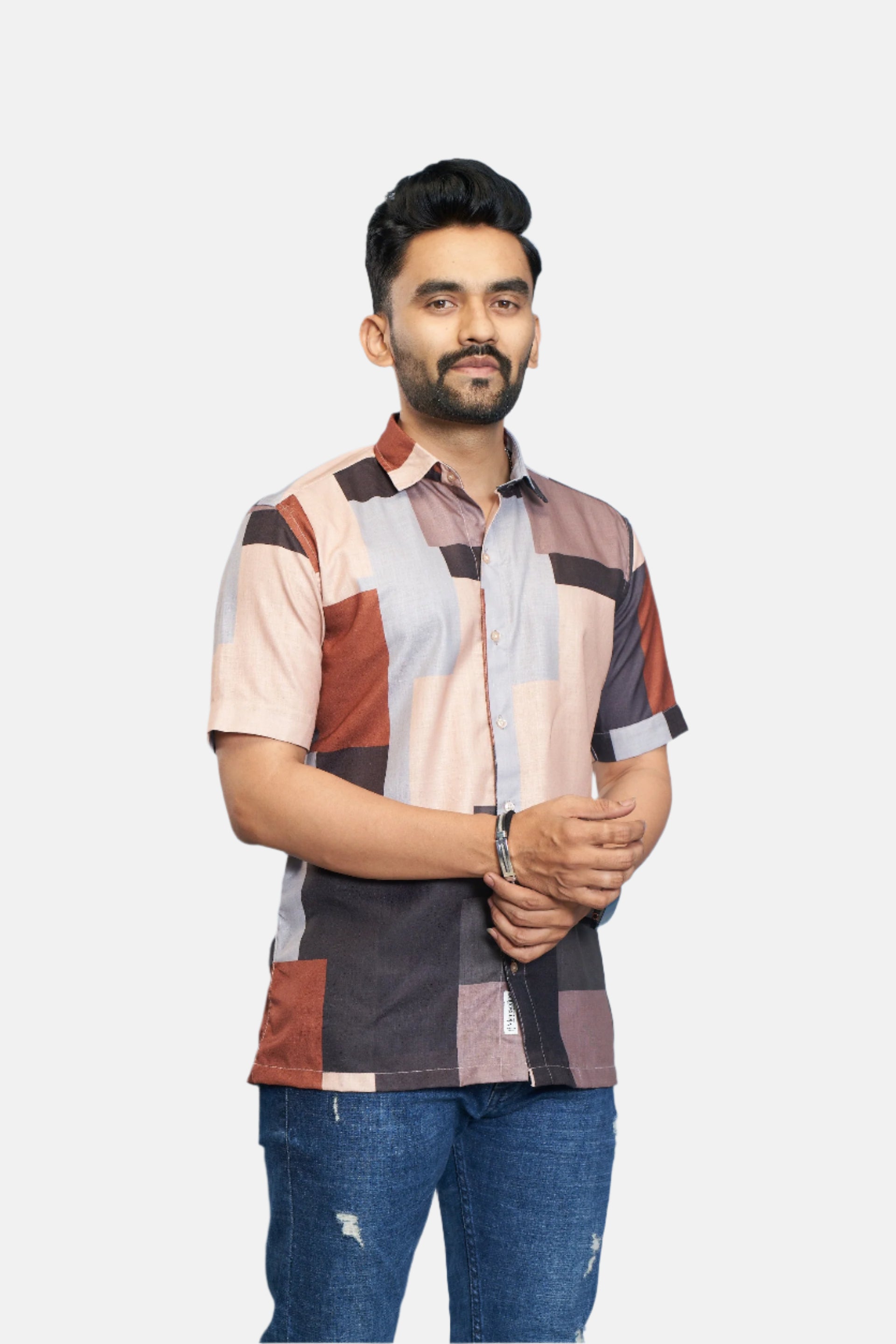 Mensoline Geometric Abstract Print Designer Shirt for Men.