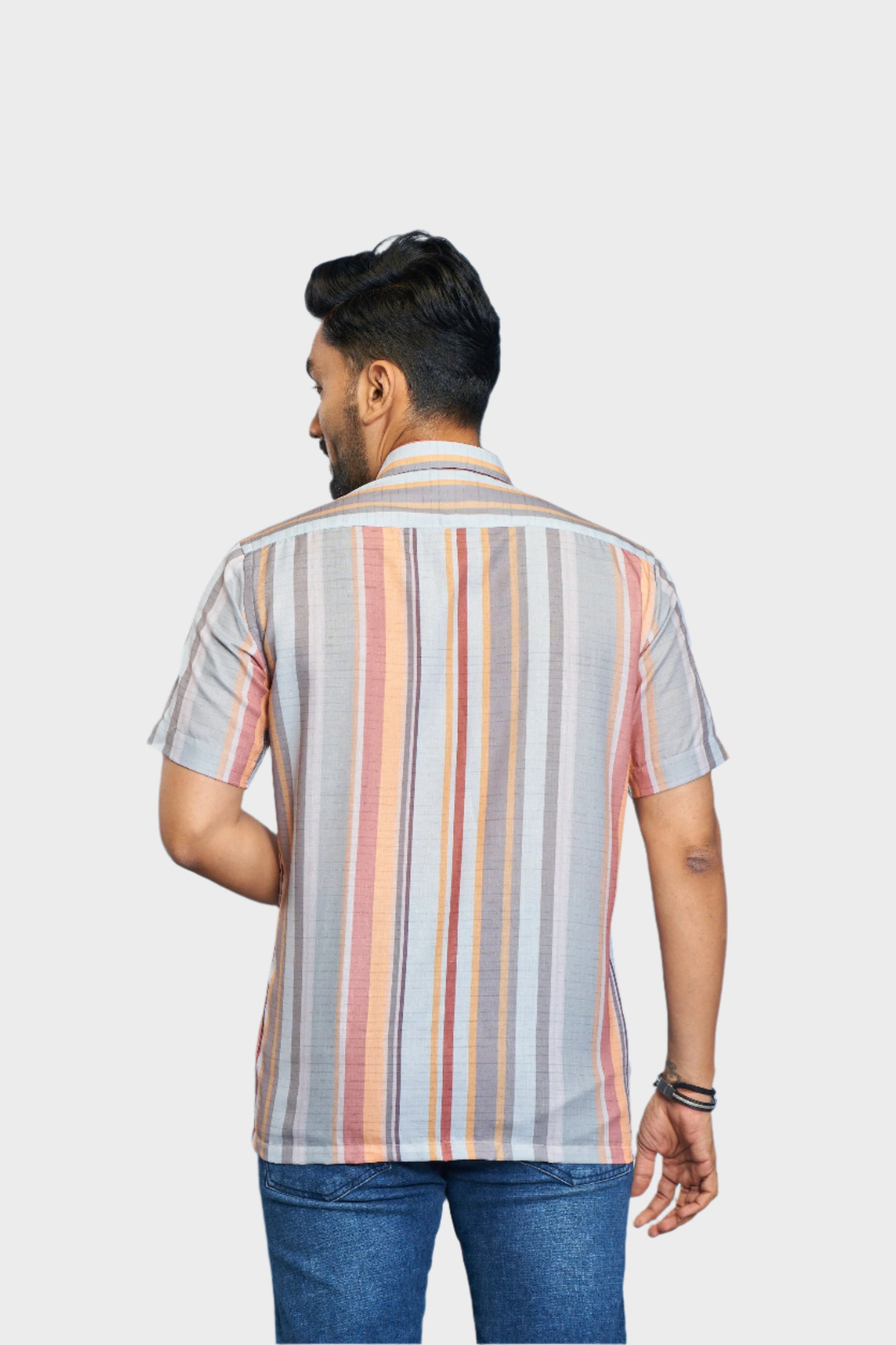 Mensoline Premium Cotton Blend Multi-Color Vertical Stripe Casual Shirt for Men.